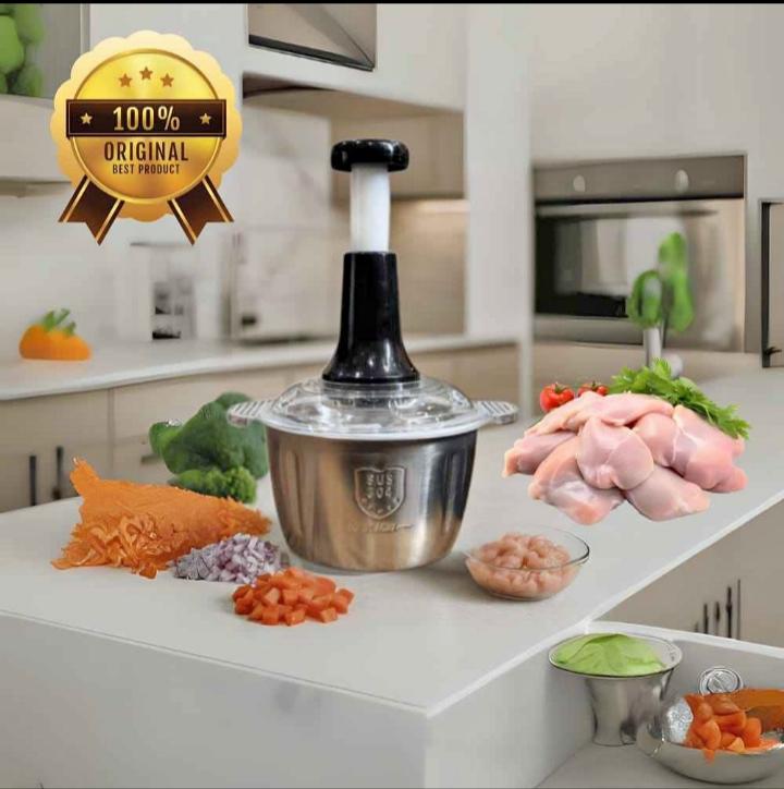 stainless steel Multifunctional 2L hand Push Chopper- 4 Steel Blade