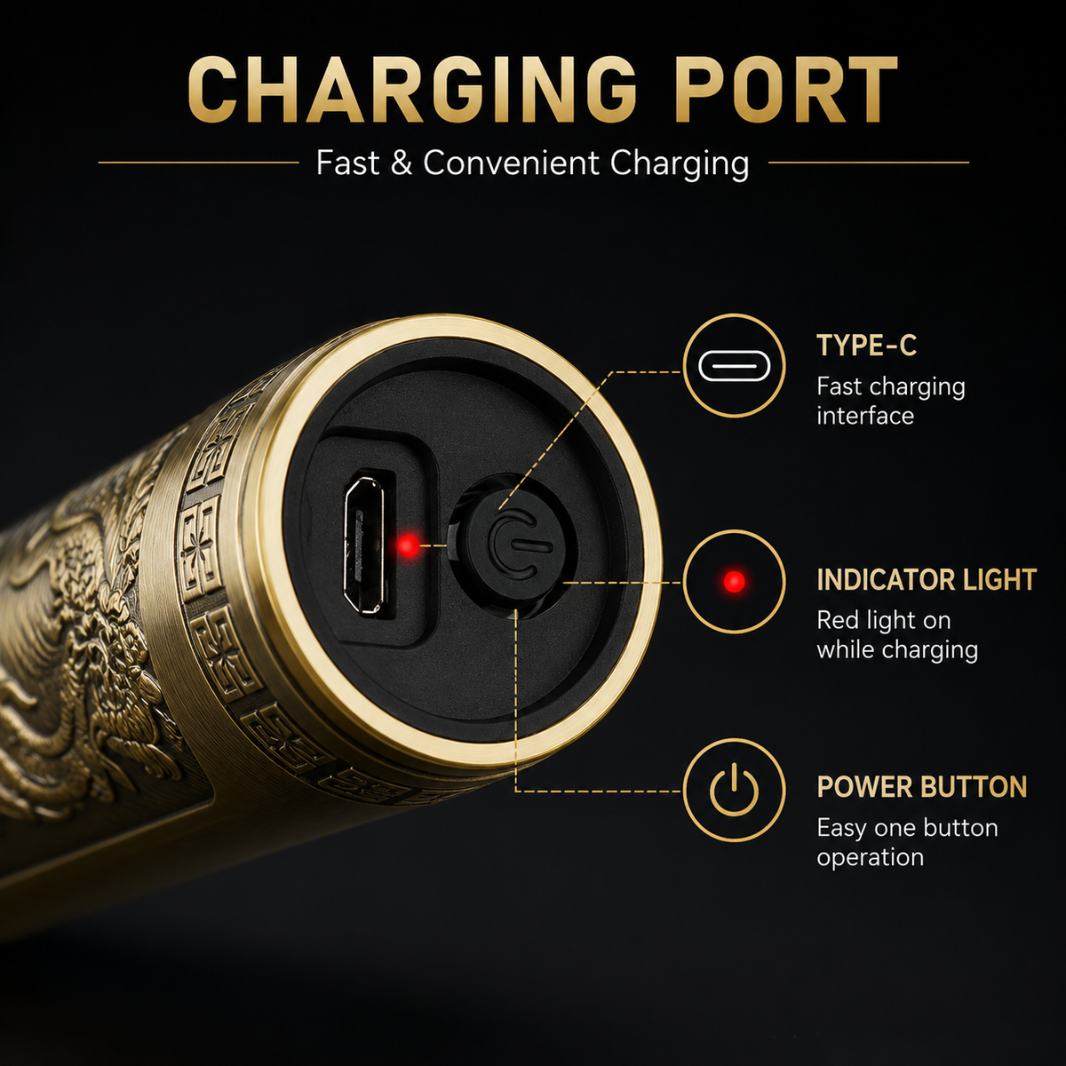 Premium Vintage T9 Rechargeable Hair Trimmer Golden 4 Blades