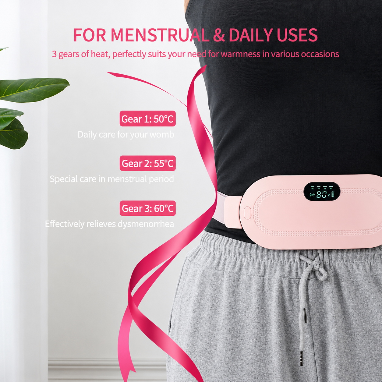 Portable Menstrual Heating Belt for Women – Rechargeable Waist & Belly Warmer