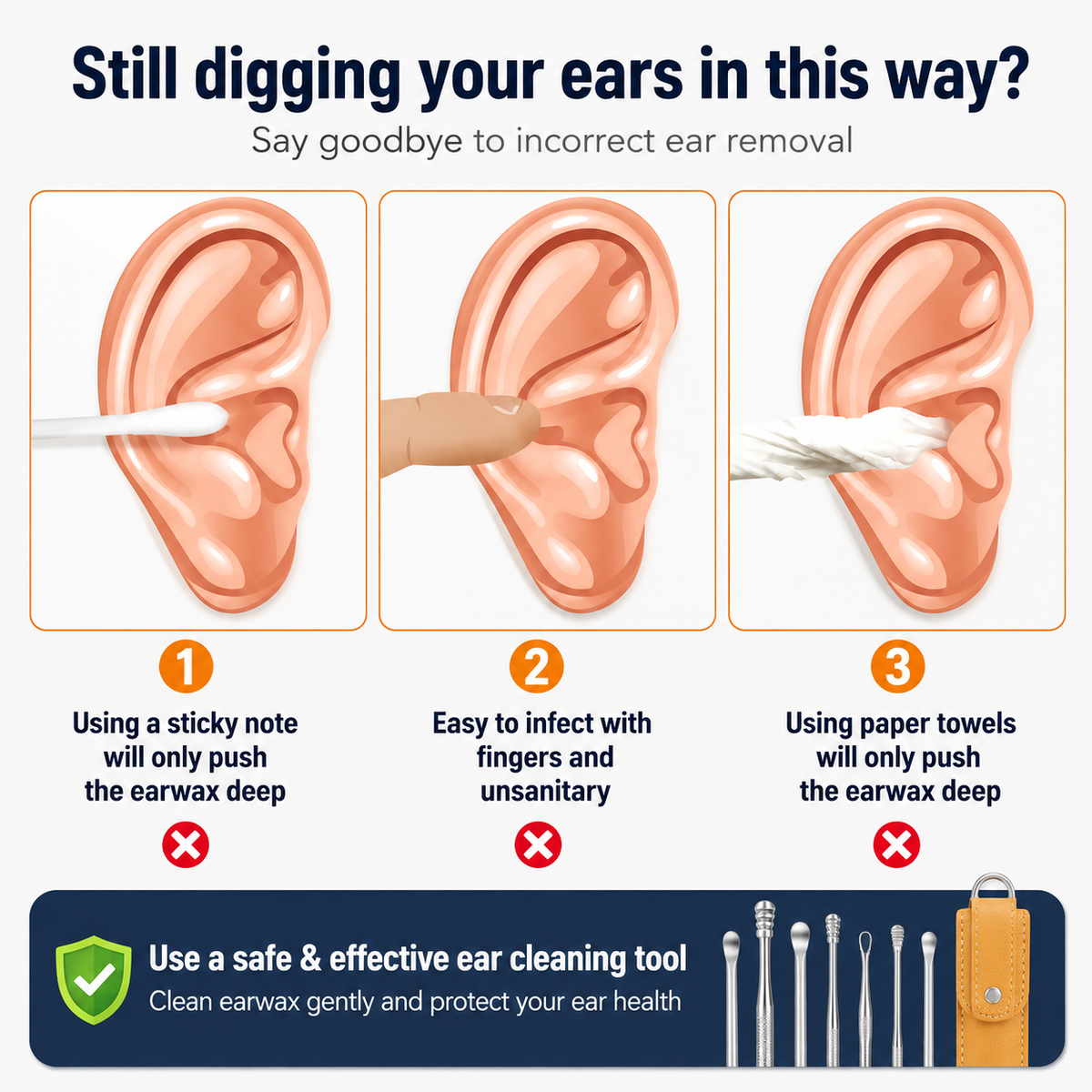 Stainless Steel Ear Wax Cleaning Kit-6-Piece 👂