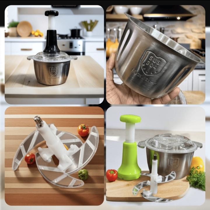stainless steel Multifunctional 2L hand Push Chopper- 4 Steel Blade