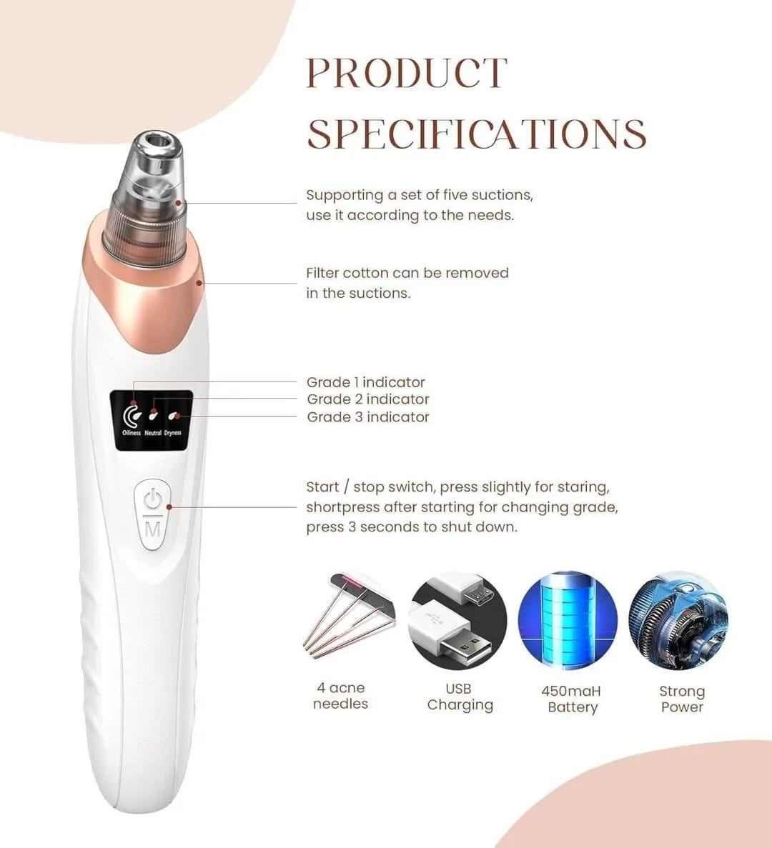 5-in-1 Blackhead remover _ Multi-Functional _With Rechargeable 🔋