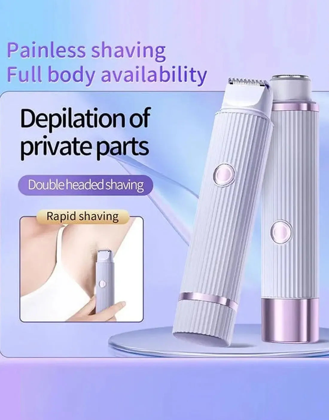 BLAWLESS 2-in-1 Electric Shaver & Trimmer – USB Rechargeable Double Head Hair Remover 💜