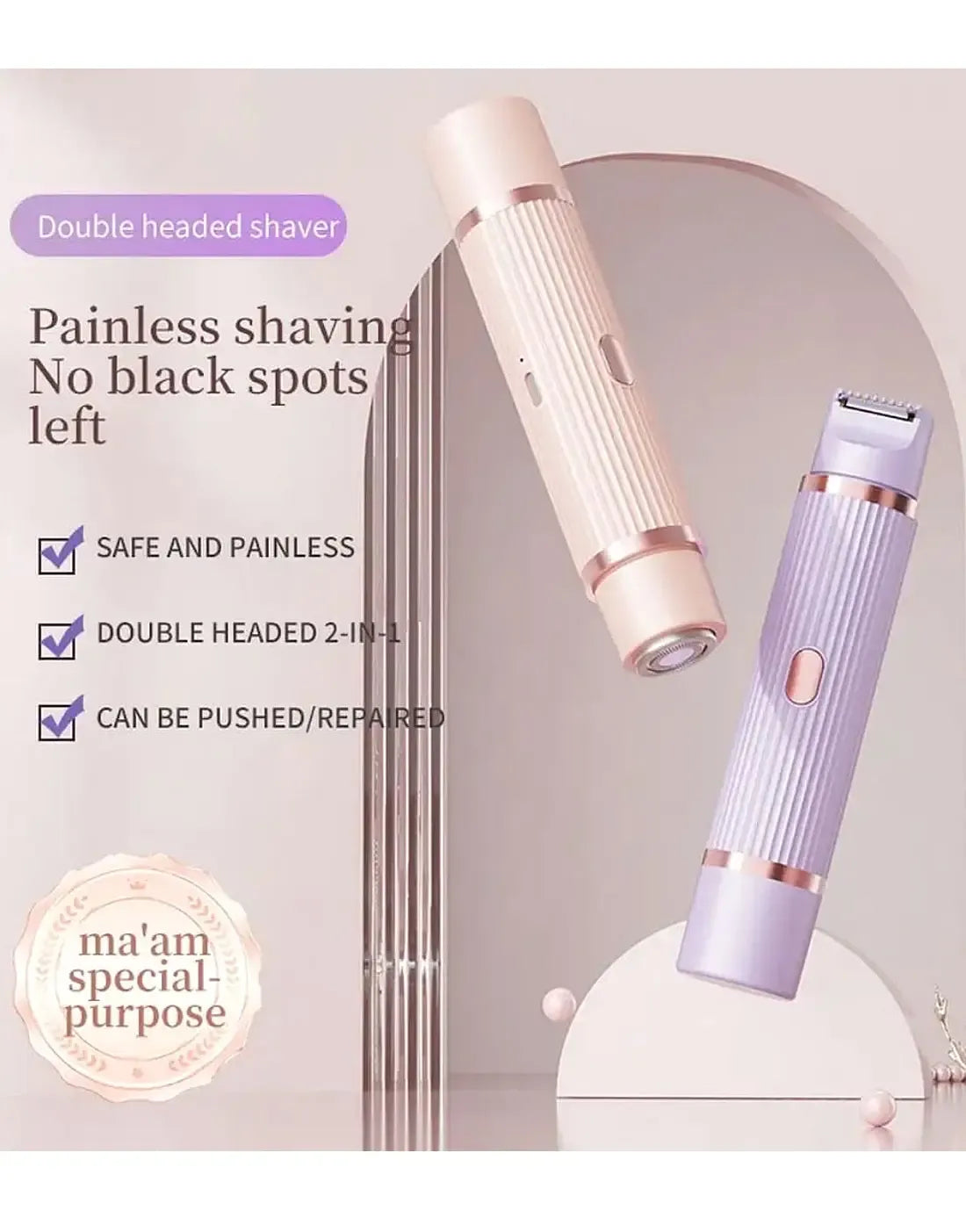 BLAWLESS 2-in-1 Electric Shaver & Trimmer – USB Rechargeable Double Head Hair Remover 💜